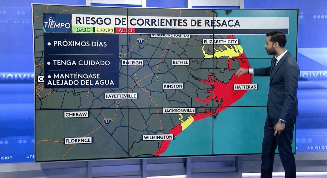 La costa del estado continuará con peligrosas corrientes de resaca. Las grandes olas seguirán siendo una preocupación a lo largo de las playas de Carolina del Norte.