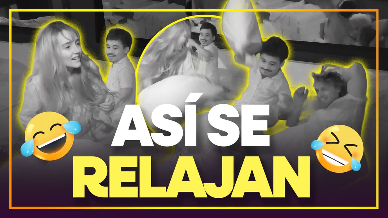 Elaine, Abelito y Aldo protagonizaron una divertida guerra de almohadas