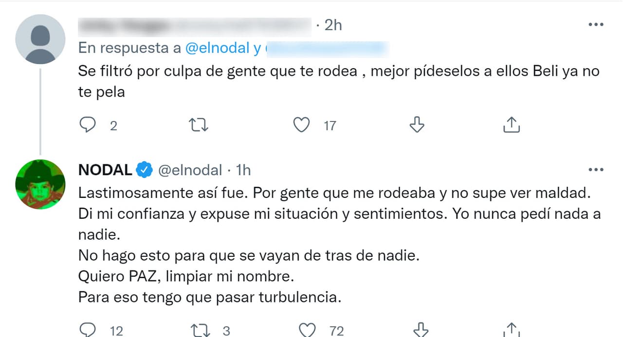 En cuanto al supuesto tema económico que los rodeó, Nodal aseguró que 
<b>él "nunca pidió nada a nadie" </b>y que exponerlo era para "limpiar su nombre". 
<br>