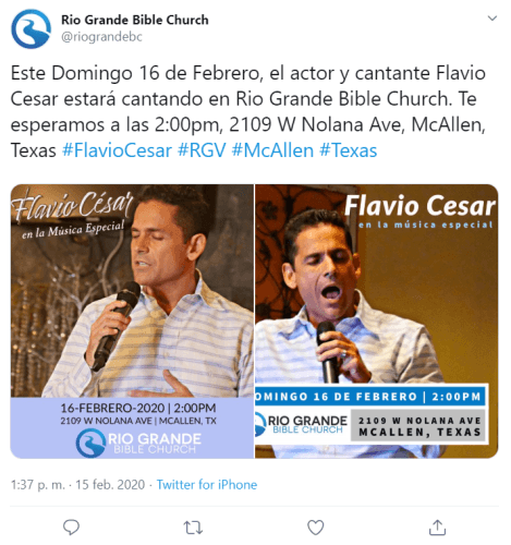 Flavio César dijo en una entrevista para el programa 'Palabras de vida' que se alegra de haber llegado "a los pies de Cristo" porque la vida del espectáculo le dejaba "un gran vacío", así que decidió alejarse de "los placeres de la carne y la lascivia", para dedicarse a sus actividades religiosas.