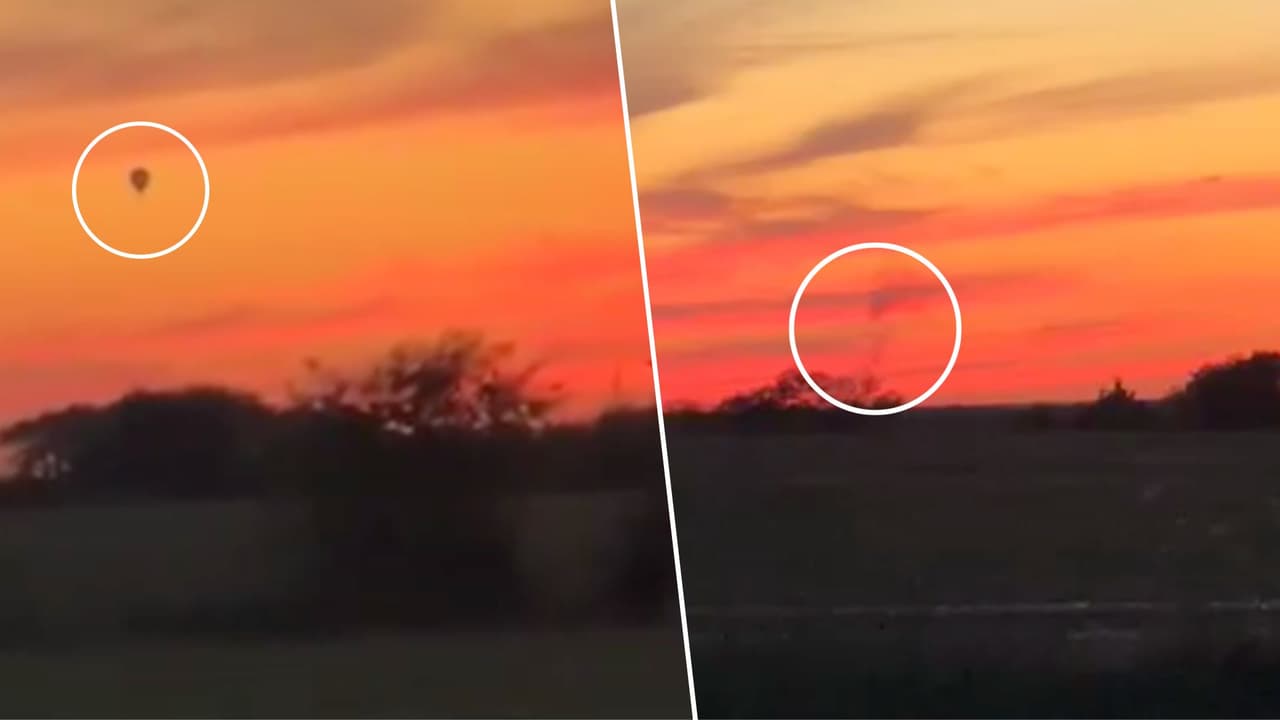 Captan en video el choque de un globo aerostático contra una torre de electricidad en Crandall, Texas