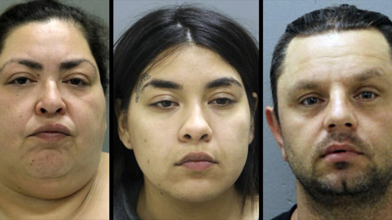 Clarisa Figueroa (izq.), de 46 años, su novio Piotr Bobak (der.), de 40, y la hija de Figueroa (centro), Desiree, de 24, son acusados por el asesinato de Marlen Ochoa.
