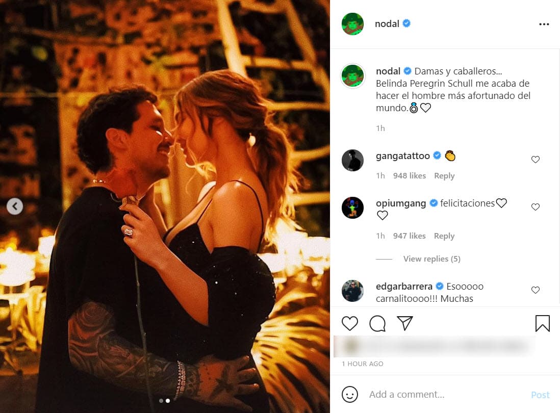 Christian Nodal y Belinda compromiso