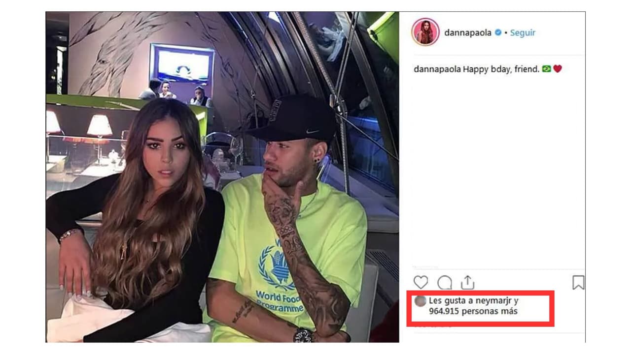Así se mostrada Danna con Neymar Jr en 2019.
