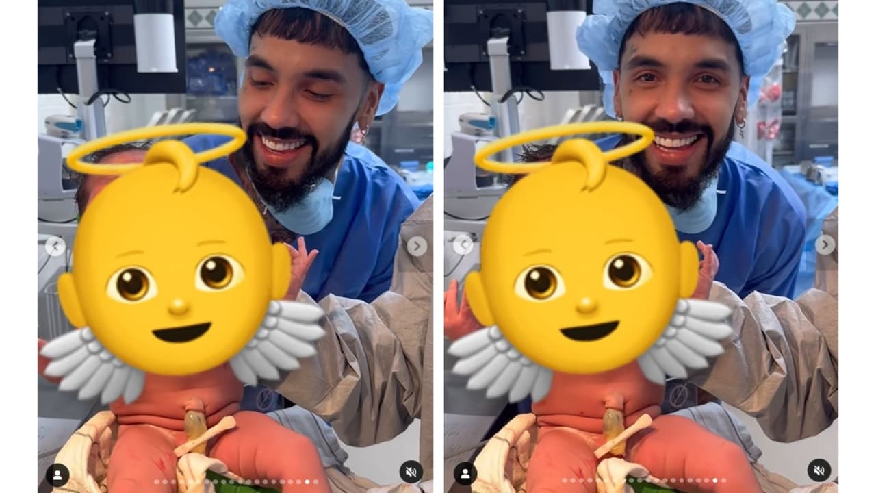 Anuel AA mostró un breve clip capturado tras el nacimiento de Emmaluna, la cuarta de sus hijos.