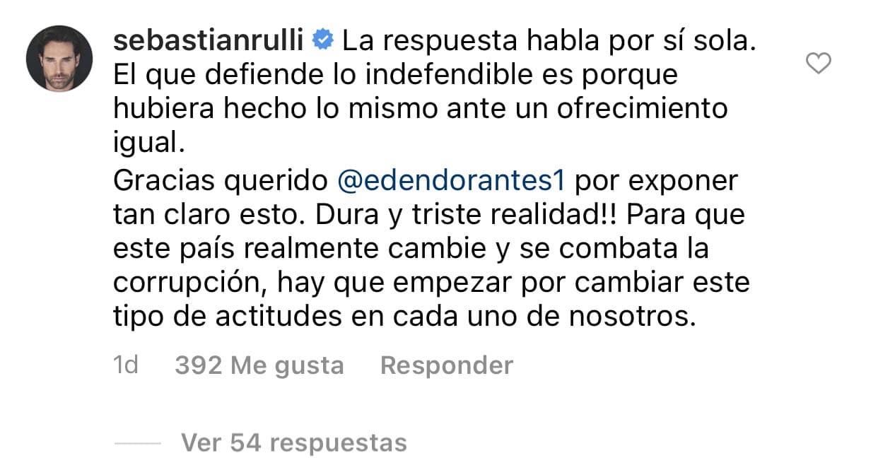 <b><a href="https://www.instagram.com/p/CP1b3Z6h-vM/" target="_blank">"La respuesta habla por sí sola"</a></b>, escribió el actor de origen argentino sobre lo que dijo Galilea Montijo. Lo hizo en la sección de comentarios de la cuenta de Instagram del reportero Edén Dorantes, quien publicó el segmento de la entrevista con la conductora.