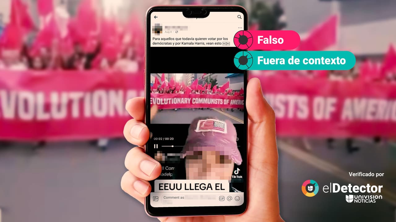 Esa fotografía de una manifestación comunista no está relacionada con un mítin de Kamala Harris 
