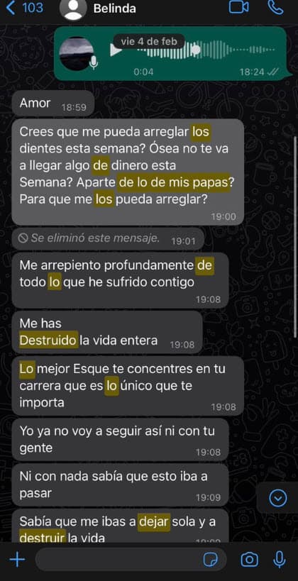 También deja ver que el tema económico habría sido clave en su ruptura. 
<br>