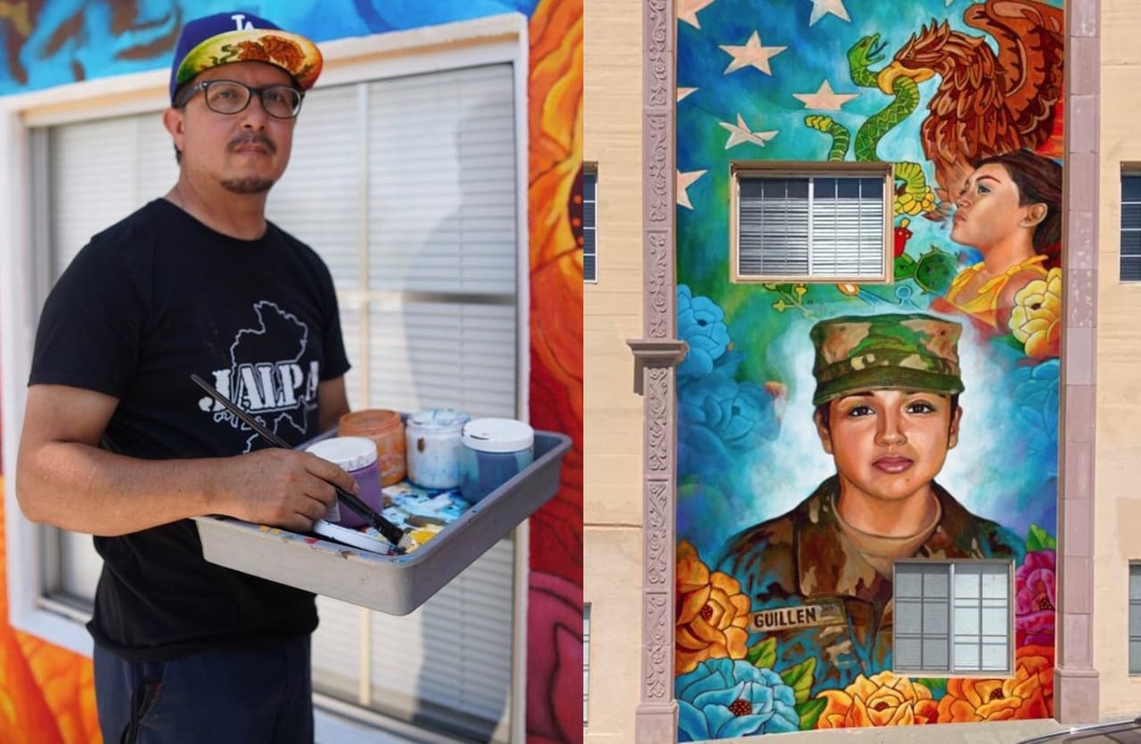 Juan Solís, un artista de 47 años del este de 
<a href="https://www.univision.com/local/los-angeles-kmex?123" target="_blank">Los Ángeles, </a>decidió rendir homenaje a la soldado asesinada 
<a href="https://www.univision.com/temas/vanessa-guillen">Vanessa Guillén, </a>a través de un mural en la ciudad de Terrace entre las calles Terrace Drive y Miller Avenue.
