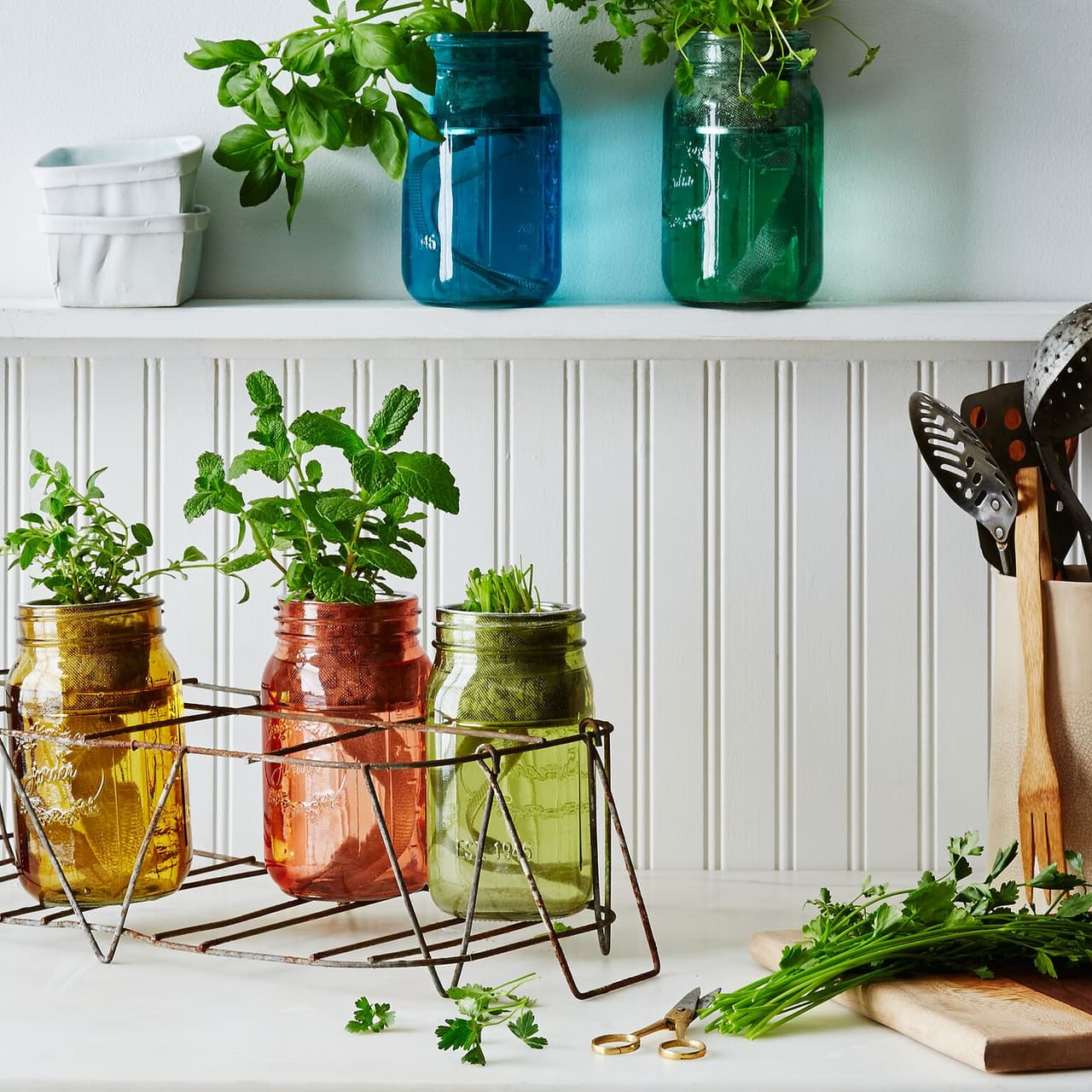 Kit de frascos de colores en la gama del arco iris. Incluyen hierbas de cocina como cilantro, menta y orégano. Súper útil. #OrlandoStrong #Love $20-$100 en Food52.com