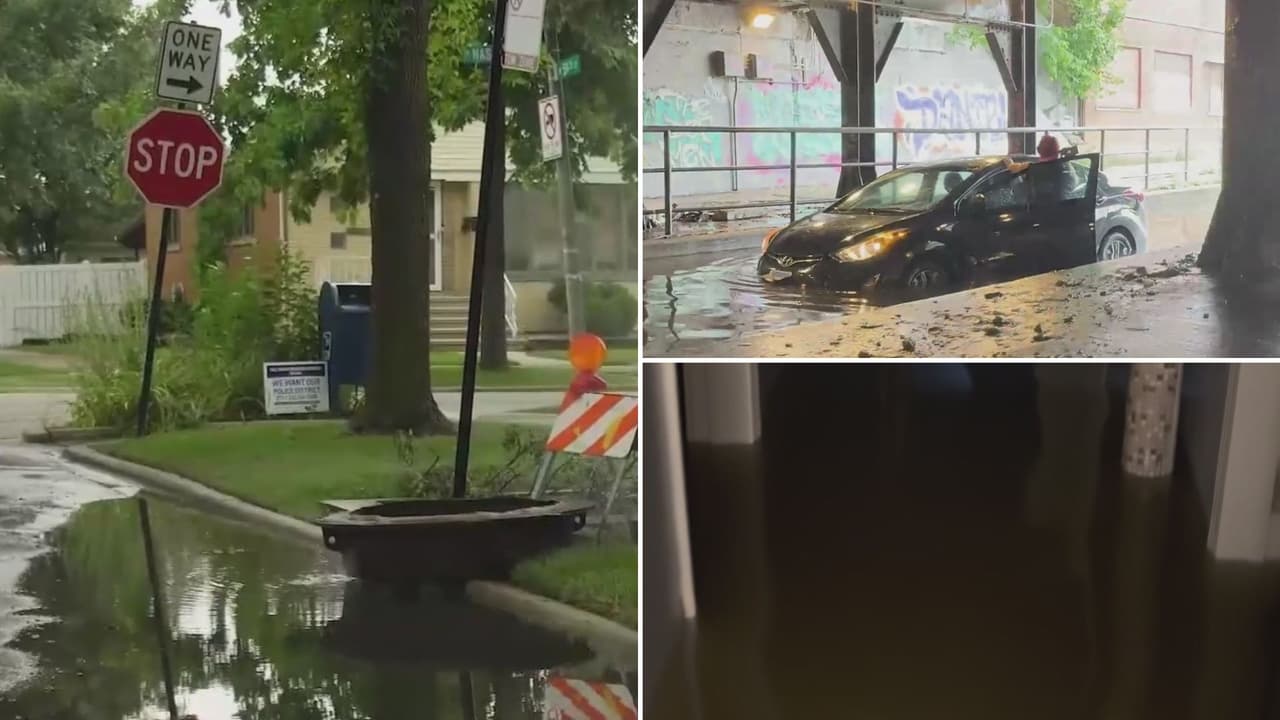 Casas inundadas, tráfico colapsado y hasta autos sumergidos: los estragos del mal tiempo en Chicago