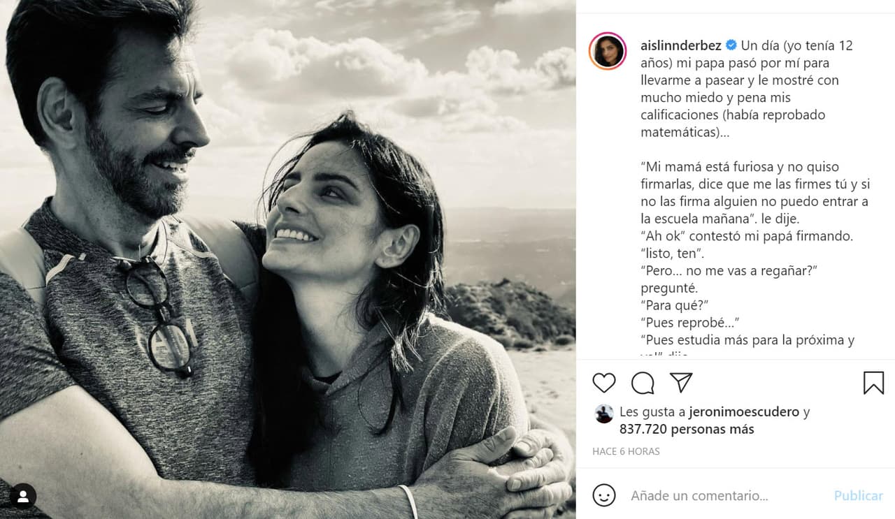 <b>Aslinn Derbez</b> publicó este retrato para felicitar a 
<b>Eugenio Derbez</b>, a quien agradeció por enseñarle 
<b><a href="https://www.instagram.com/p/CQV-7JrBF6C/" target="_blank">"a no tomarse la vida tan en serio"</a></b>. 
<br>