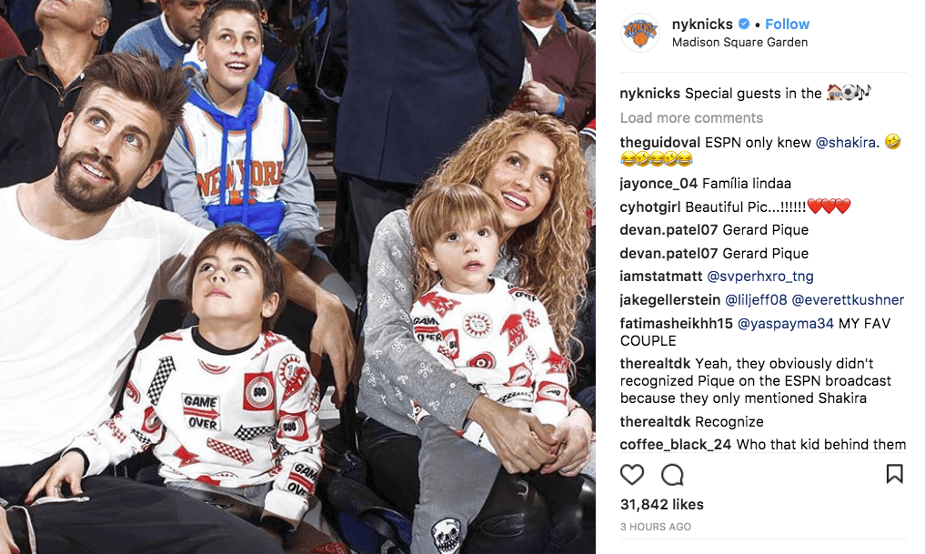 El día de Navidad la colombiana fue fotografiada en el Madison Square Garden donde fue una de las invitadas especial de un juego de la NBA.