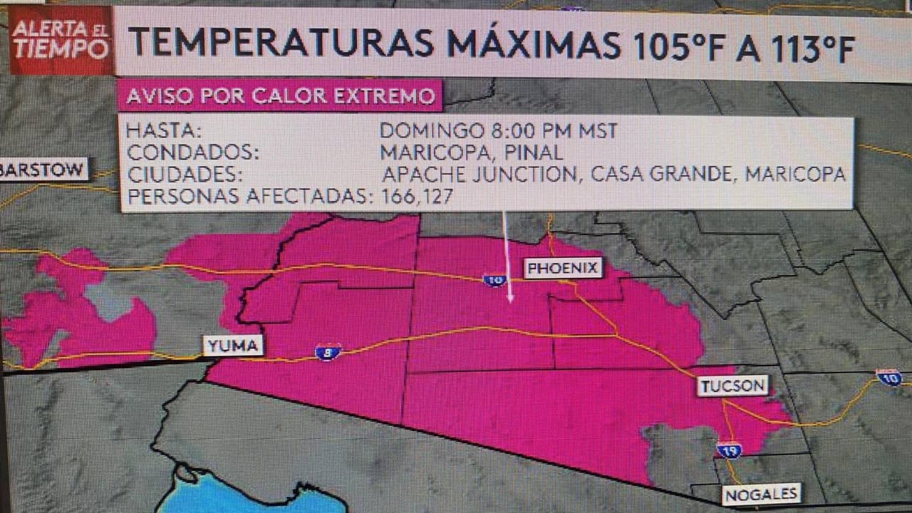 Advertencia por altas temperaturas en Arizona.
