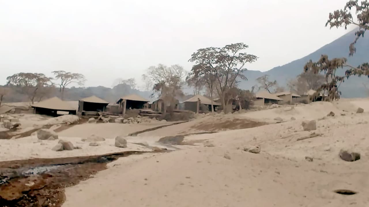 Rooms at the Reunion hotel destroyed by the lava flow in Alotenango.