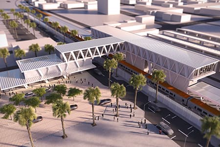 El Brightline: sistema de trenes que conectará a Miami con Fort Lauderdale, Palm Beach y eventualmente terminaría en Orlando.