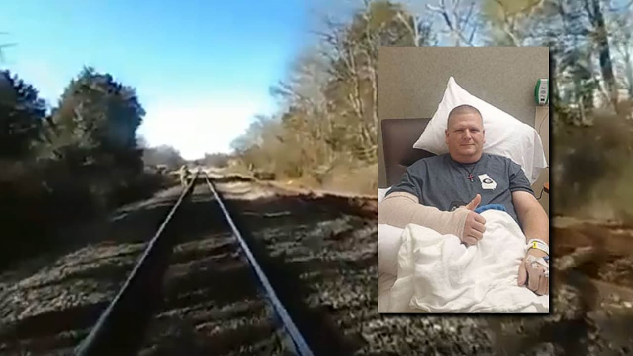 Tren embiste a policía durante persecución y vive para contarlo