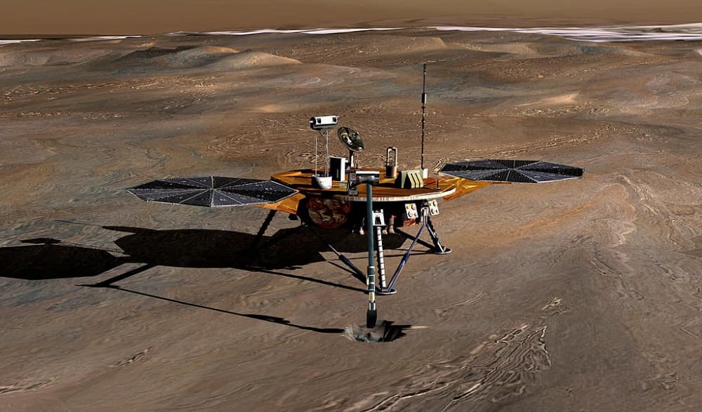 Phoenix Mars Lander en el suelo de Marte