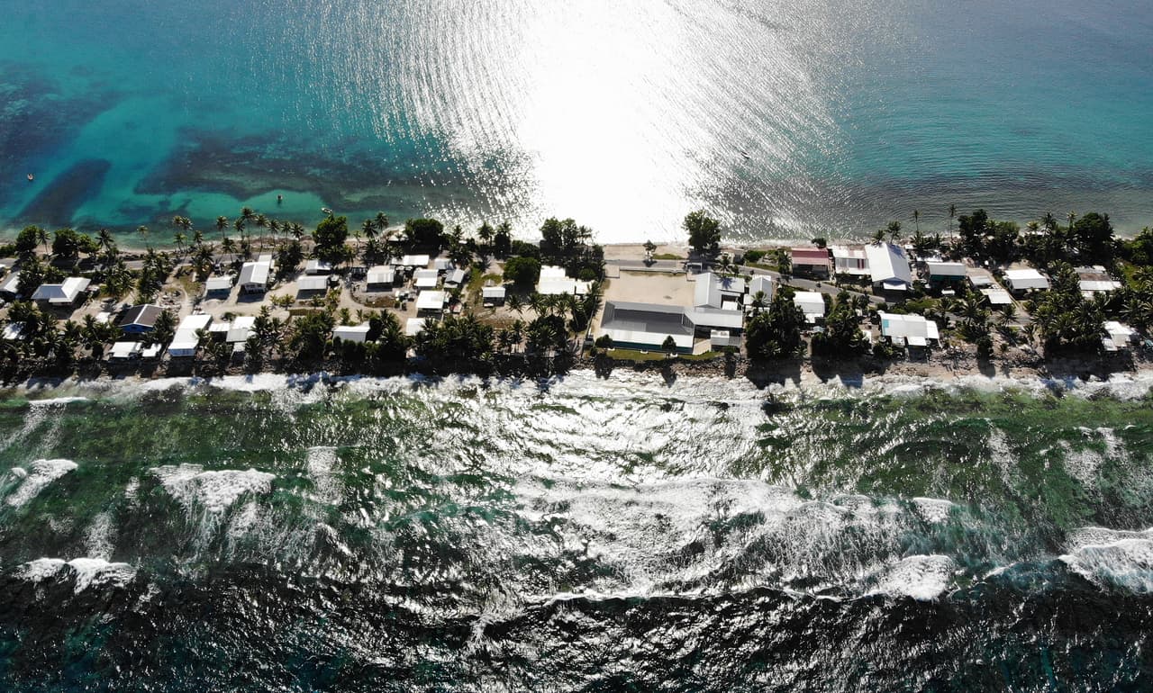 Vista aérea de Funafuti, capital de Tuvalu.