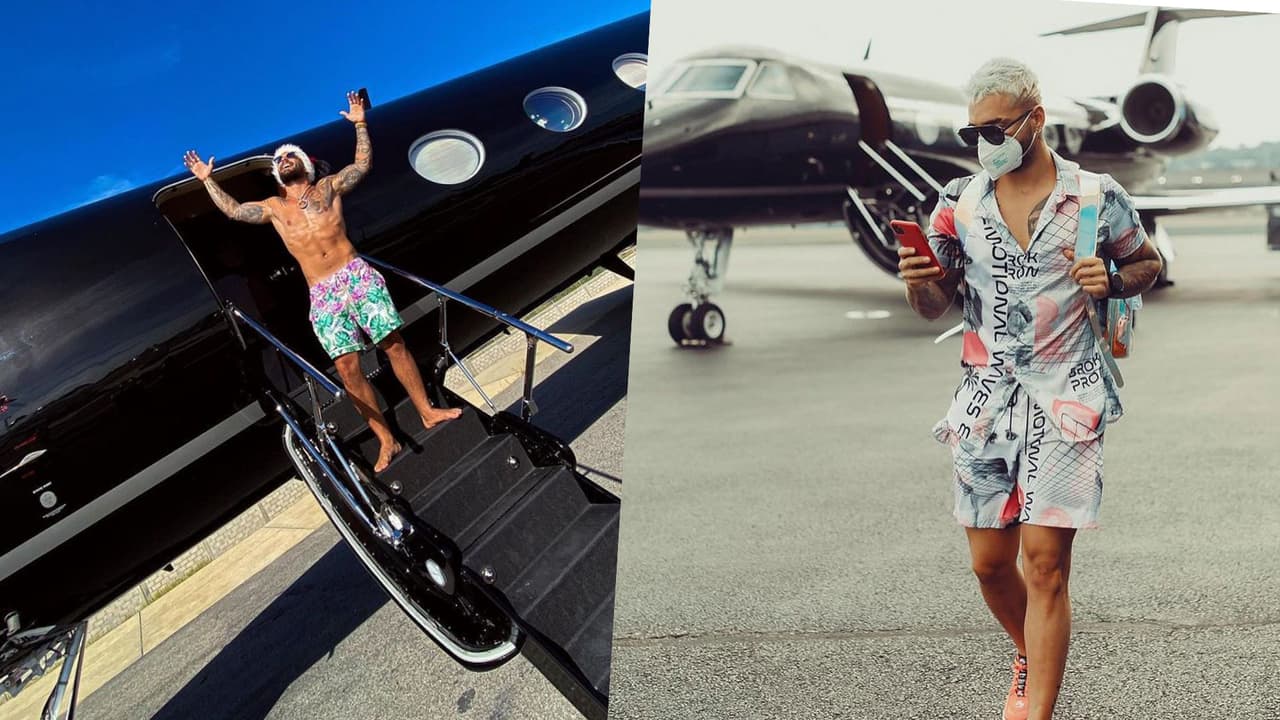 <h3 class="cms-H3-H3">Maluma</h3>
<br>
<br>Su éxito musical le ha permitido darse 
<a href="https://www.univision.com/musica/maluma-el-rey-de-los-negocios-diferentes-a-la-musica-fotos" target="_blank">lujosos gustos de multimillonario.</a> Uno de ellos es una aeronave que bautizó como “Royalty Air”. Maluma adquirió su propio jet privado a sus 25 años y este es uno de los sueños que se le han hecho realidad al artista. La aeronave Gulfstream G450 totalmente pintada de negro puede albergar hasta 14 personas y dispone de la mayor parte de comodidades.
