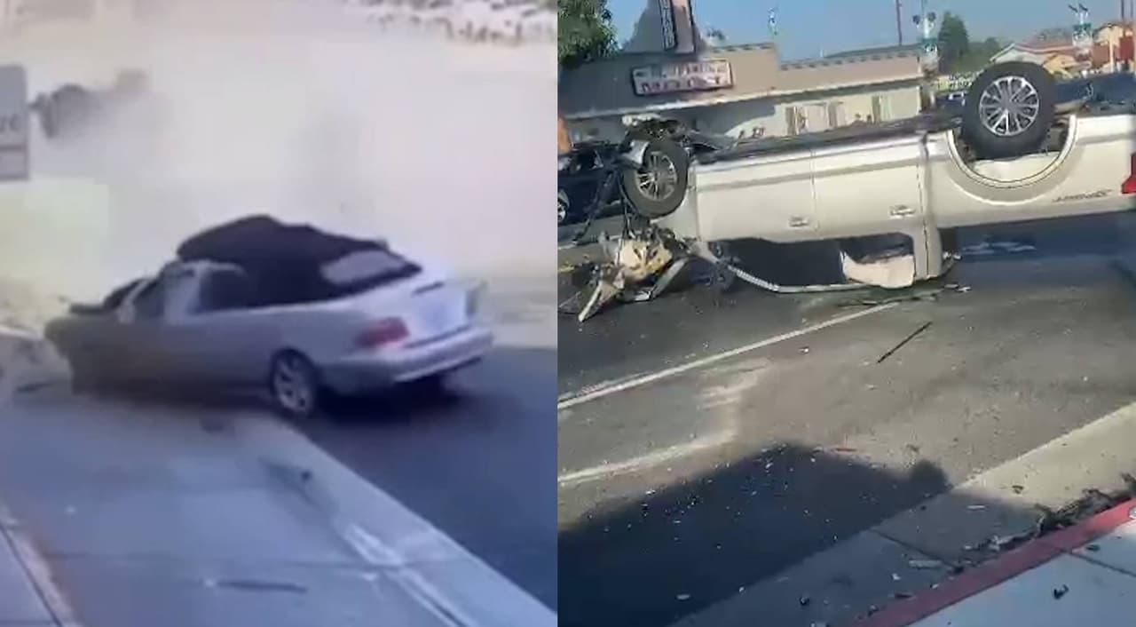 "No puedo ni hablar": video capta violento choque que dejó cuatro personas heridas en South Gate