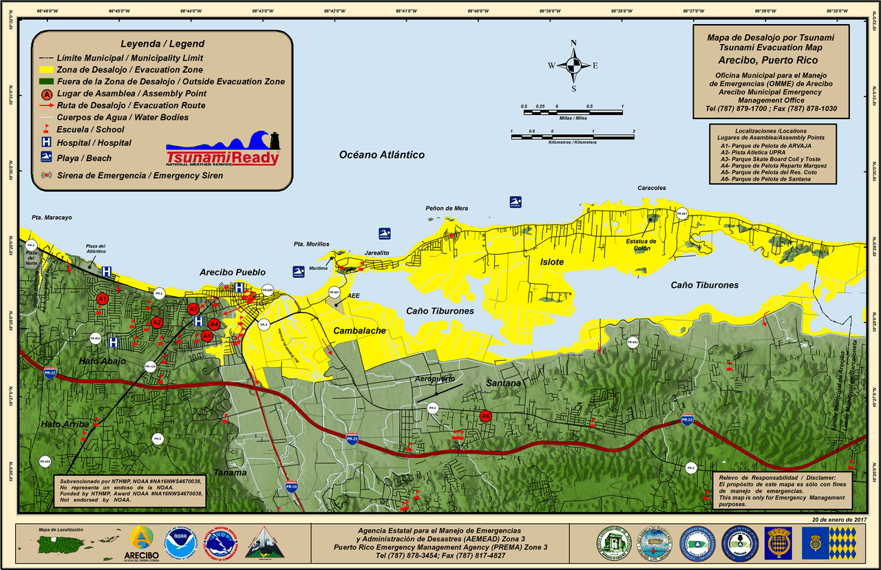 Mapa de desalojo de Arecibo
