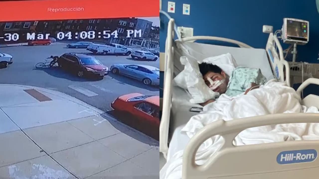 Joven hispano en el hospital tras accidente de tránsito: el hecho quedó captado en cámara