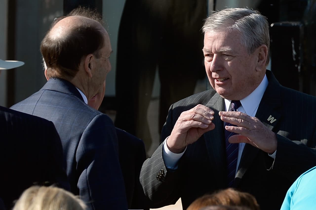 John Ashcroft durante la inauguración de la biblioteca presidencial de George W. Bush.