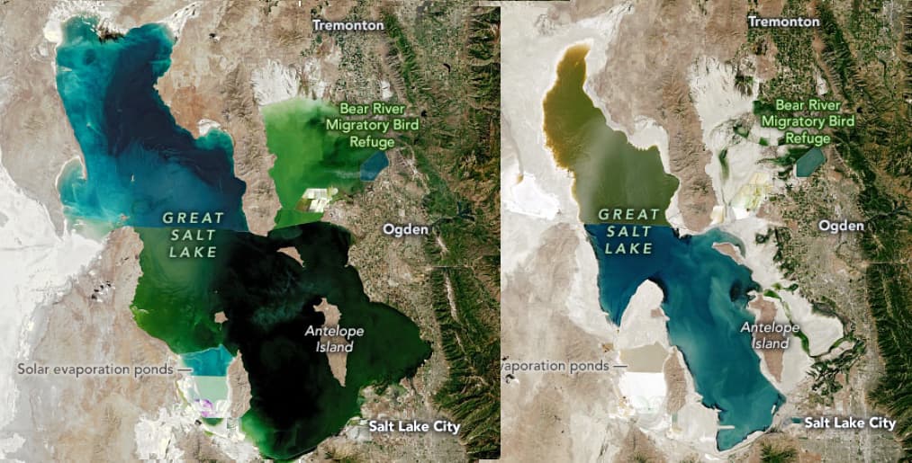 Imágenes desde el espacio exterior, cortesía de la NASA, revelan una comparativa 
<b>entre 1985 y el 2022</b>. En las fotografías es sencillo ver cómo el azul del agua va desapareciendo.