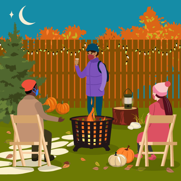 Si tiene invitados en su casa, asegúrese de que todas las personas usen en todo momento su mascarilla. Además, los CDC remiendan "tener una pequeña comida al aire libre con familiares y amigos que vivan en su comunidad".