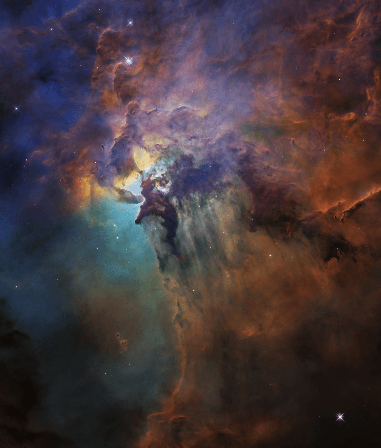 <b>Nebulosa de la Laguna (2018). </b>En el centro de la foto, una joven estrella enorme 200,000 veces más brillante que nuestro Sol está emitiendo una potente radiación ultravioleta y vientos similares a huracanes. "Esas observaciones (en campo profundo) con Hubble nos enseñaron que el espacio que antes pensábamos que estaba vacío está lleno de galaxias que no veíamos", dice Díaz.