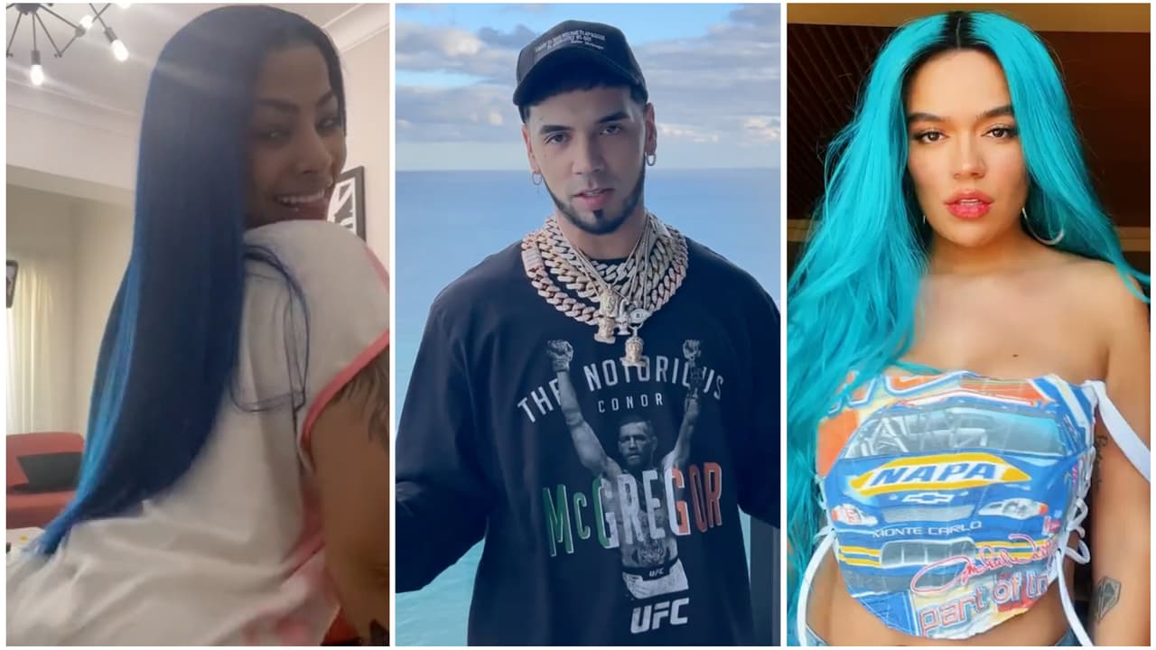 ¿Coincidencia? La nueva conquista de Anuel lució una cabellera azul y la compararon con Karol G
