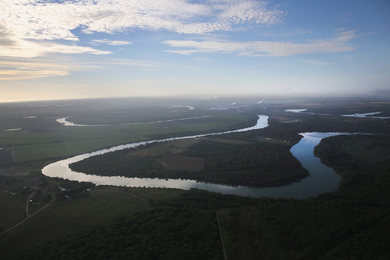 <b>Tamaulipas – Texas</b>. El Rio Grande o Río Bravo serpentea en dirección sureste en su viaje al Atlántico.