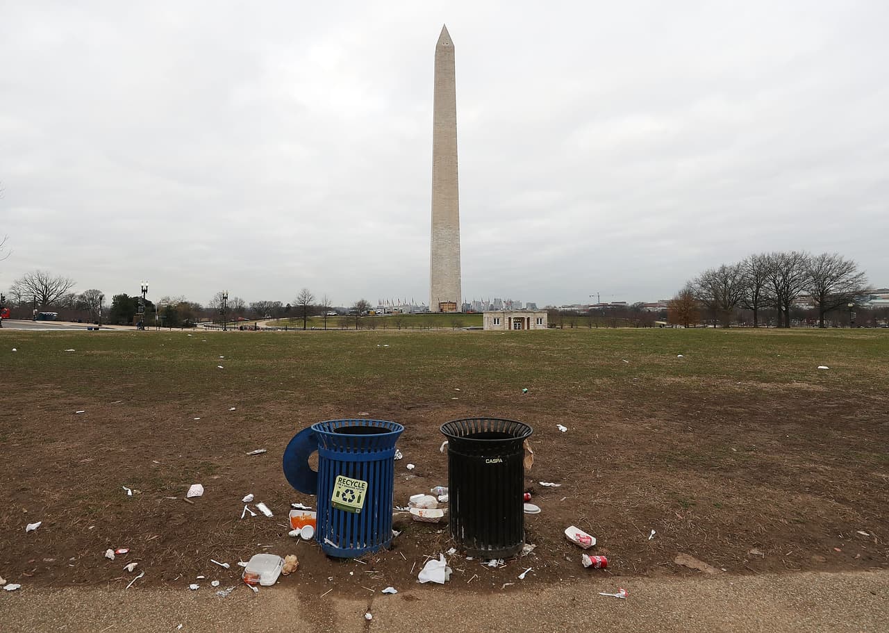 El monumento a George Washington en Washington DC el 2 de enero de 2019. La portavoz de la Casa Blanca, Sarah Huckabee Sanders, dijo que el plan de Pelosi no será respaldado por el presidente Trump, por lo que el cierre parcial del gobierno podría extenderse.