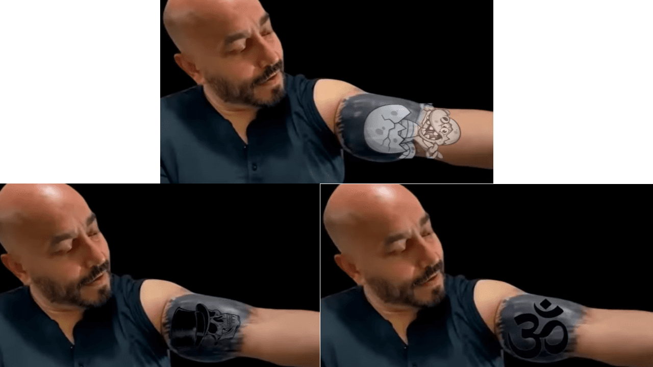 El otro tatuador invitado mostró sus tres opciones, la cuales eran un dibujo de un 
<b>dinosaurio saliendo de un huevo, el Om</b> en blanco (símbolo del hinduismo) y un 
<b>cráneo con sombrero</b>".
<br>