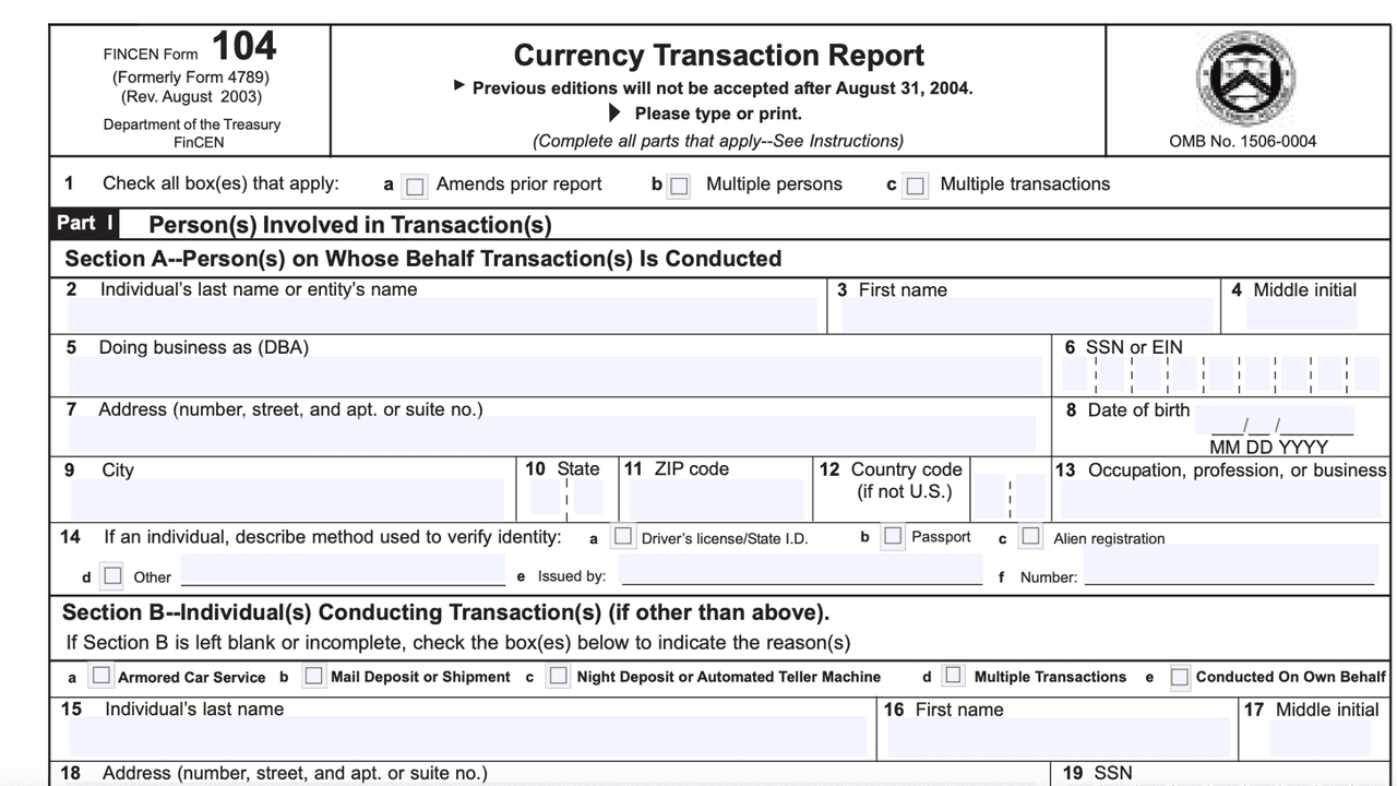 <h2 class="cms-H2-H2"><b>¿Qué datos pueden pedir?</b></h2>
<br>
<br>Los negocios tienen que hacer unos reportes llamados CTRs (Currency Transaction Reports). En estos reportes, 
<b>se tienen que incluir datos personales de la persona que hace la transacción</b>, como el nombre, si hace negocios en particular para alguna empresa, una dirección, un número de seguridad social, la profesión, entre otros.