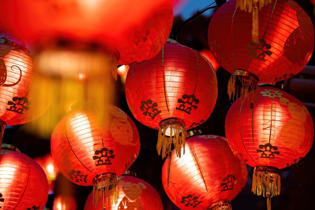 Linternas tradicionales chinas, que se suelen usar durante las celebraciones del Año Nuevo Lunar.