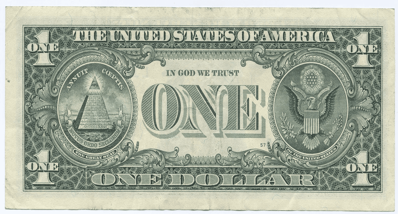 Algunos símbolos del billete de 1 dólar tienen más interpretaciones que las dadas por la Reserva Federal. La primera que salta a la vista es que el número 13 pareciera estar por todas partes y aun cuando según la Reserva Federal indica que representan las primeras 13 colonias, hay quienes tienen otra explicación.