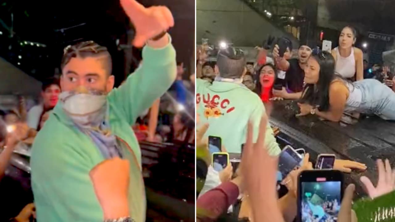 Mujer logra subirse a la camioneta de Bad Bunny y le da un beso: se llevó la admiración de muchos