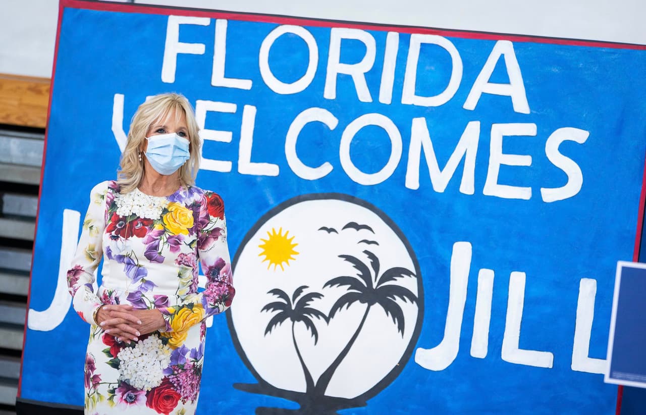 Jill Biden, esposa del candidato demócrata, estuvo en un evento en Tampa para conquistar más votos para Joe Biden.
