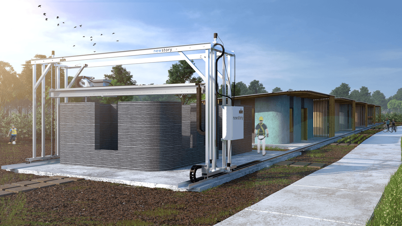La impresora 3D de casas en plena producción.