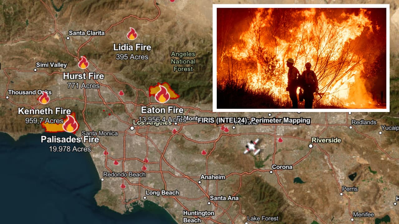 Mapa de incendios en Los Ángeles: Órdenes de evacuación vigentes en el día 4 de la emergencia
