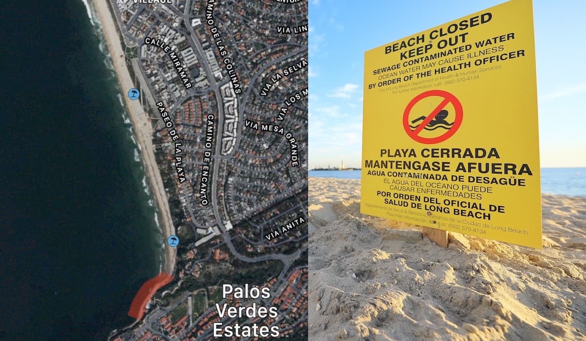 Derrame de aguas residuales causa cierre de playa entre de Torrance y Palos Verdes
