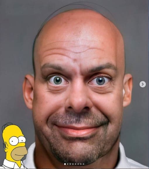 <b>Homero Simpson</b>
<br>El patriarca de la famosa familia de Springfield también fue recreado en una ilustración realista de Hidreley Diao.