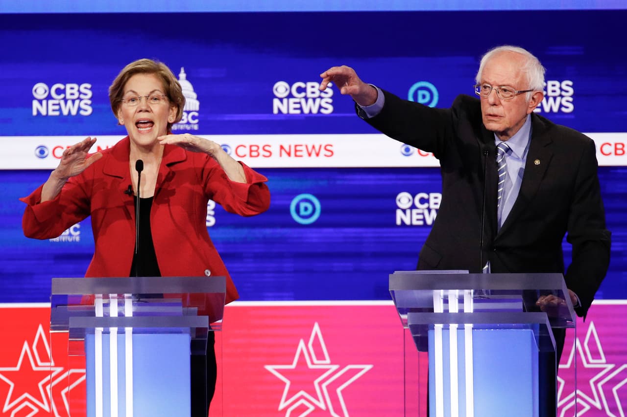 Frente a aquellos que lo atacan por sus ideas progresistas, Sanders aseguró que su eslogan es: "Mandela dijo que todo es imposible hasta que pasa. Eso significa que si tenemos el interés y podemos traer a todos, blancos, negros, latinos, a trabajar juntos podemos crear una nación". Warren utilizó los segundos para promoverse como la mejor candidata al asegurar que será una presidenta "efectiva".