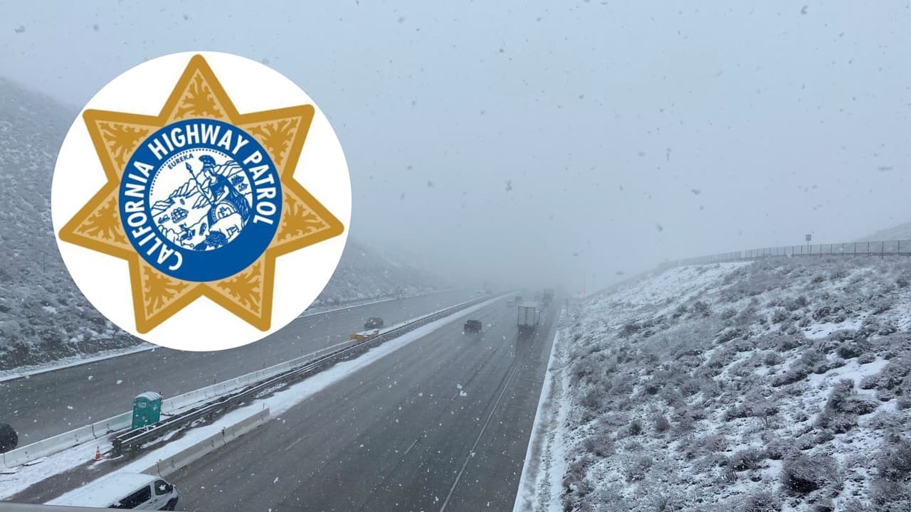 Comienza a nevar en el Grapevine y la Patrulla de Caminos escolta a los automovilistas