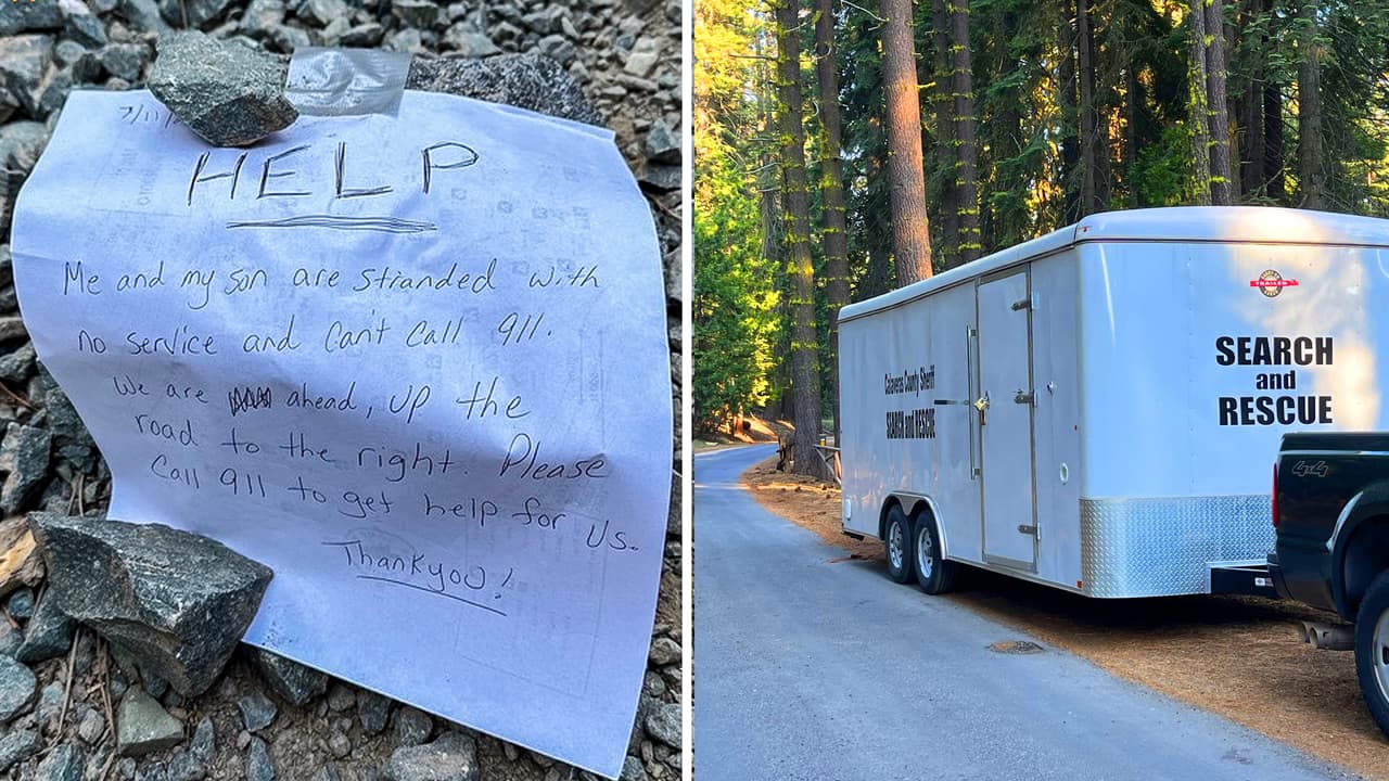 Cómo una nota escrita a mano salvó a una madre y su hijo perdidos en un bosque de California