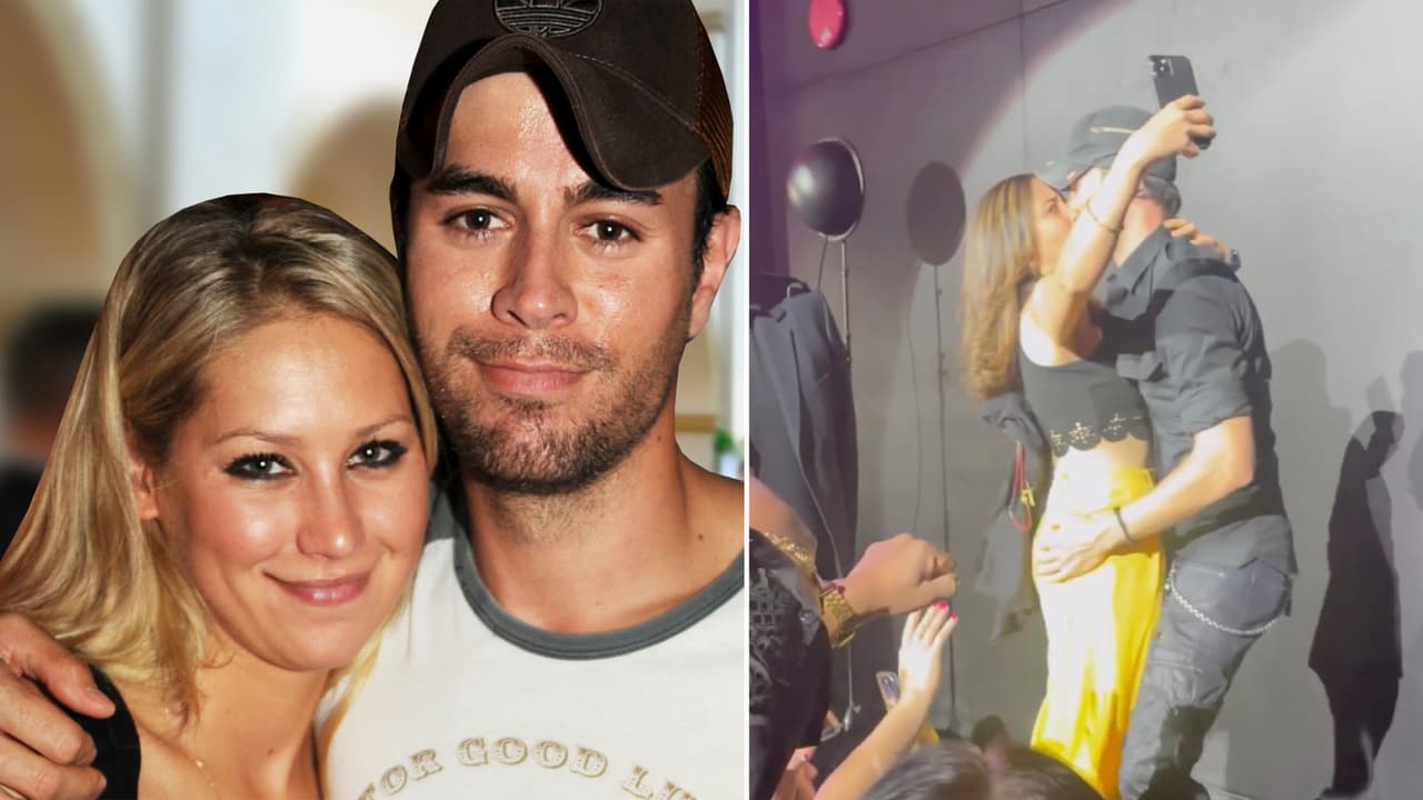 Enrique Iglesias se besa con una mujer y le recuerdan a su pareja Anna Kournikova