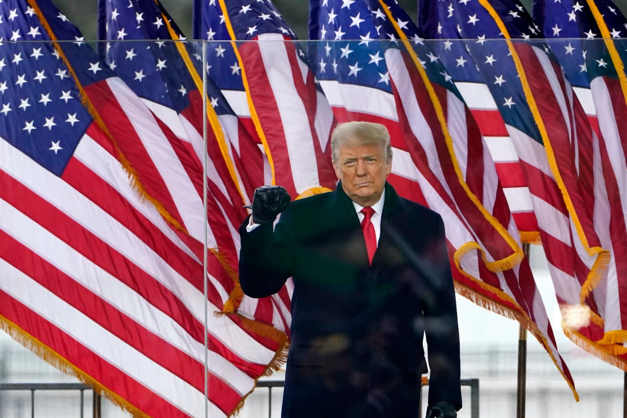"We fight like hell, and if you don't fight like hell you're not going to have a country anymore," Trump told the crowd on Jan 6, in comments many people have interpretered as seditious. Throughout the speech, Trump peppered his supporters with false claims about the election - including that he "won it by a landslide."