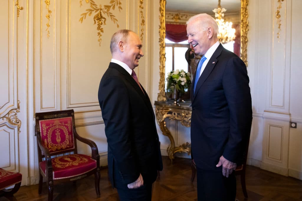 U.S. President Joe Biden and Russian President Vladimir Putin meet during the U.S.-Russia summit at Villa La Grange on June 16, 2021 in Geneva, Switzerland.